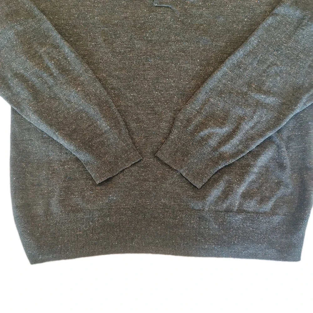 J. Crew Knit Dark Green Cotton Silk Donegal Henley Sweater Men's Size L ‎ A1